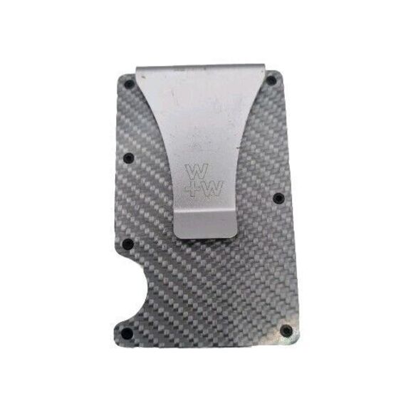 Carbon Fiber Wallet By W+W Slim Wallet & RFID Blocking W/ Clip And Opens Up 180° - Picture 3 of 12